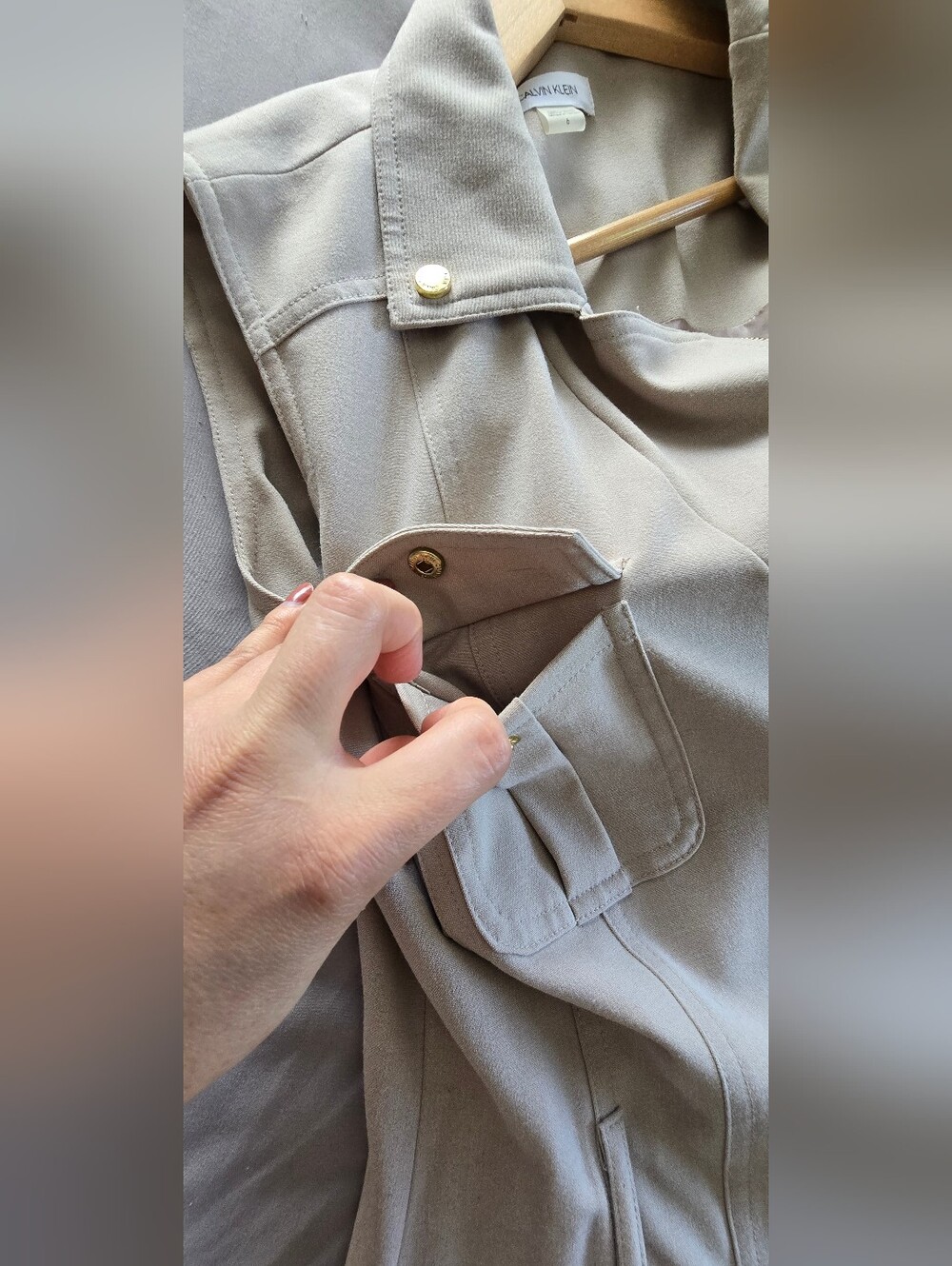 Calvin Klein Sleeveless Midi Trench Dress in Light Beige Women's Size 6 - Picture 11 of 14